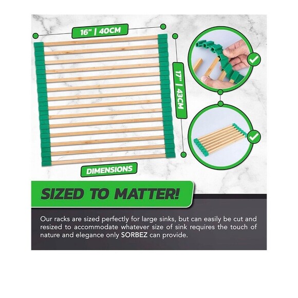 Bamboo Roll Up Dish Drying Rack - Scratch-Free, Environment-Friendly Square Rods - Picture 3 of 5